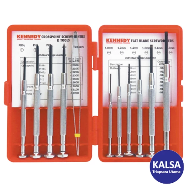Obeng Presisi Kennedy KEN-572-9040K 11-Pieces Crosspoint and Flat Blade Set