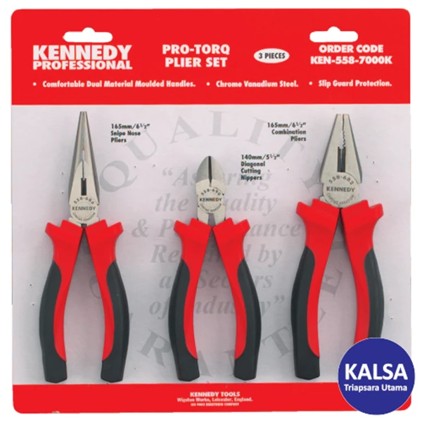  Tang Kombinasi Kennedy KEN-558-2120K 3-Pieces Pro-Torq Comfort Grip Plier Set