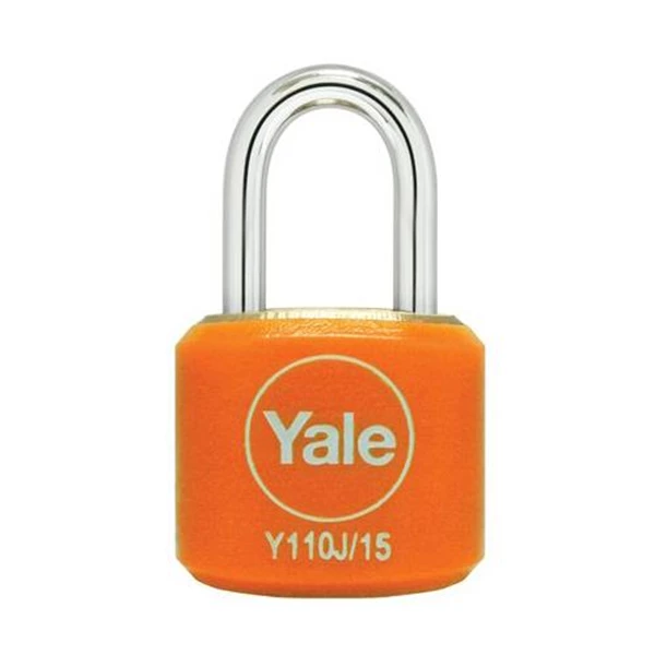 Yale Padlock Y110J-15-111-2 Classic Series Indoor Color Brass 15mm with Multi-pack Orange