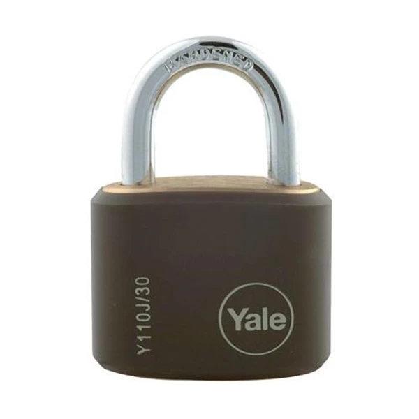 Yale Padlock Y110J-30-117-4 Classic Series Outdoor Black Cover Brass 34mm with Multi-pack