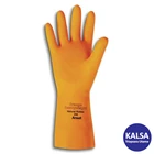 An Orange Heavyweight 87-208 Natural Rubber Latex Chemical and Liquid Protection Glove 1