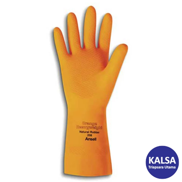 Ansell Orange Heavyweight 87-208 Natural Rubber Latex Chemical and Liquid Protection Glove