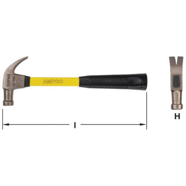 Ampco H-19FG Non-Sparking Hammer Claw with Fiberglass Handle