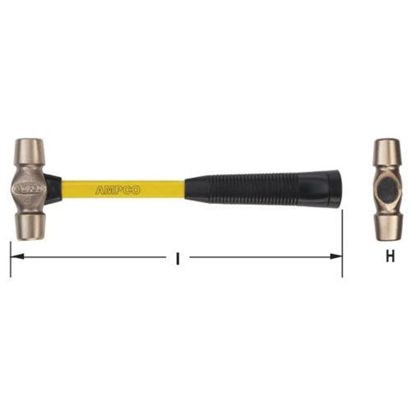 Ampco H-44FG Non-Sparking Hammer Double Face with Fiberglass Handle