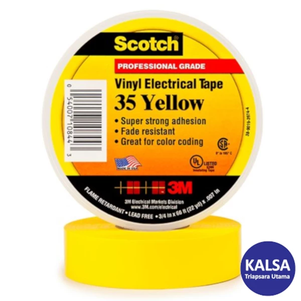 3M Scotch 35 YELLOW 3/4 Vinyl Color Coding Electrical Tape