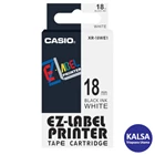 Casio EZ - Label Printer Color Tape Cartridge XR-18WE1 Width 18 mm Black On White 1