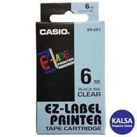 Casio EZ - Label Printer Color Tape Cartridge XR-6X1 Width 6 mm Black On Clear
