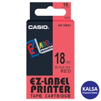 Casio EZ - Label Printer Color Tape Cartridge XR-18RD1 Width 24 mm Black On Red