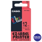 Casio EZ - Label Printer Color Tape Cartridge XR-12RD1 Width 24 mm Black On Red 1