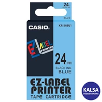 Casio EZ - Label Printer Color Tape Cartridge XR-24BU1 Width 24 mm Black On Blue