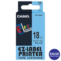 Casio EZ - Label Printer Color Tape Cartridge XR-18BU1 Width 18 mm Black On Blue