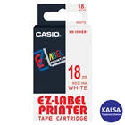 Casio EZ - Label Printer Color Tape Cartridge XR-18WER1 Width 18 mm Red On White 1