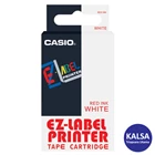 Casio EZ - Label Printer Color Tape Cartridge XR-12WER1 Width 12 mm Red On White 1