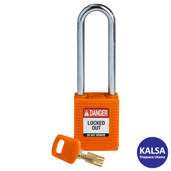 Brady 150248 Orange Keyed Differently with Steel Shackle Safe-Key Nylon Padlock