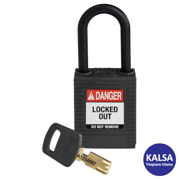 Brady 150231 Black Keyed Differently with Plastic Shackle Safe-Key Nylon Padlock