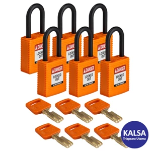 Brady 150310 Orange Keyed Differently with Plastic Shackle Safe-Key Nylon Padlock