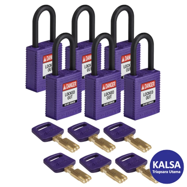 Brady 150350 Purple Keyed Differently with Plastic Shackle Safe-Key Nylon Padlock