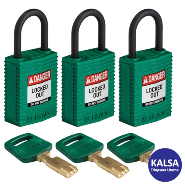 Brady 150191 Green Keyed Alike Safe-Key Nylon Compact Padlock