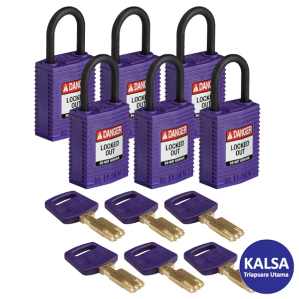 Brady 150213 Purple Keyed Differently Safe-Key Nylon Compact Padlock