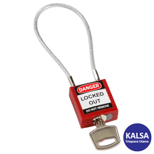 Brady 146120 Red Keyed Differently Traditional Nylon Compact Cable Padlock