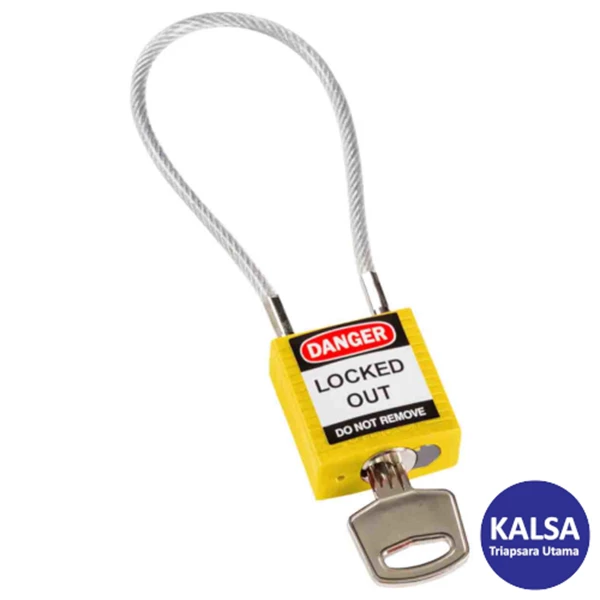 Brady 146121 Yellow Keyed Differently Traditional Nylon Compact Cable Padlock